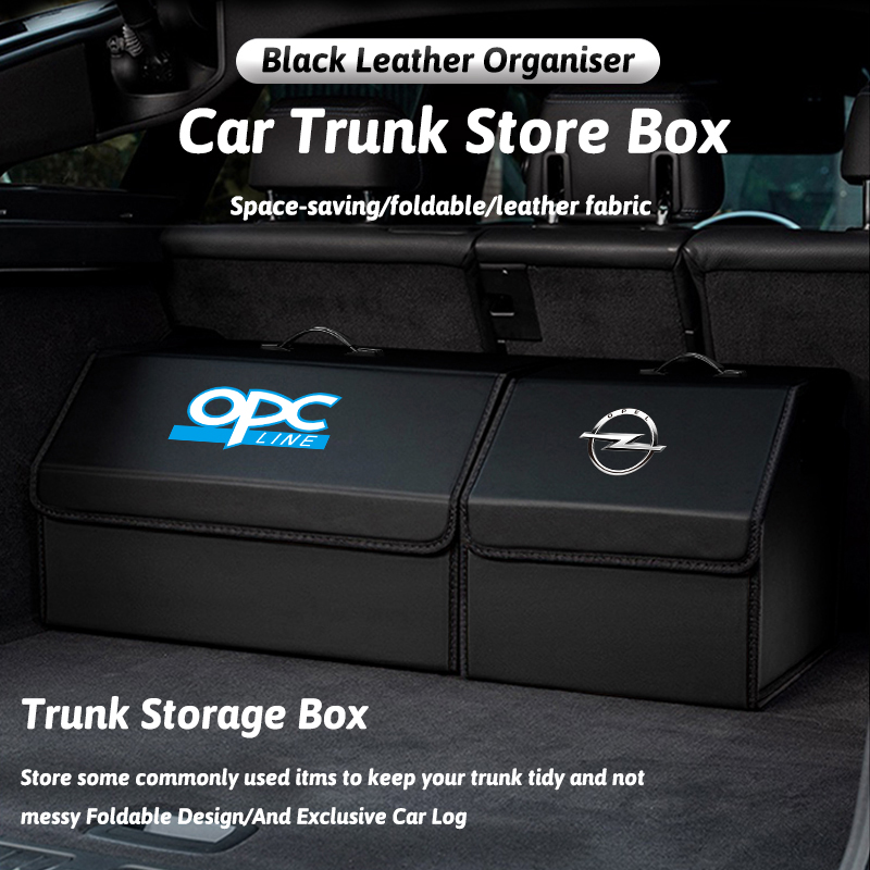 Car Trunk Organizer Foldable Storage Box - 車のトランクオーガナイザーボックス革折りたたみ収納バッグツールオペルアストラ GTC 記章アンタラメリバザフィーラベクトラモッカコルサ