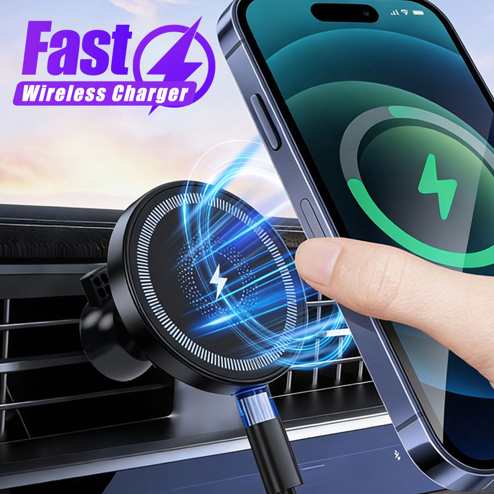 Magnetic Phone Holder For Car Vent - マグネット式ワイヤレス車載充電器 エアコン吹き出し口用スマホホルダー iPhone 17 16 Pro