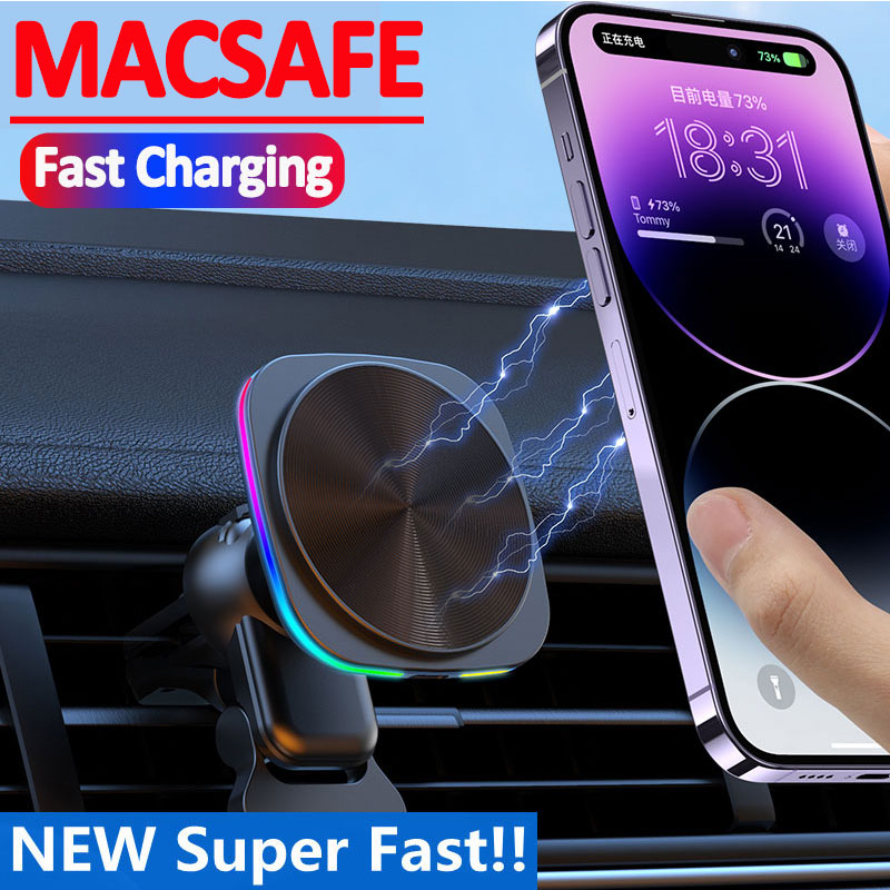 Wireless Car Charger Mount Fast Charging - 車載急速充電マグネット式ワイヤレス充電器 エアベント用スマホホルダー Magsafe対応 iPhone 17 16