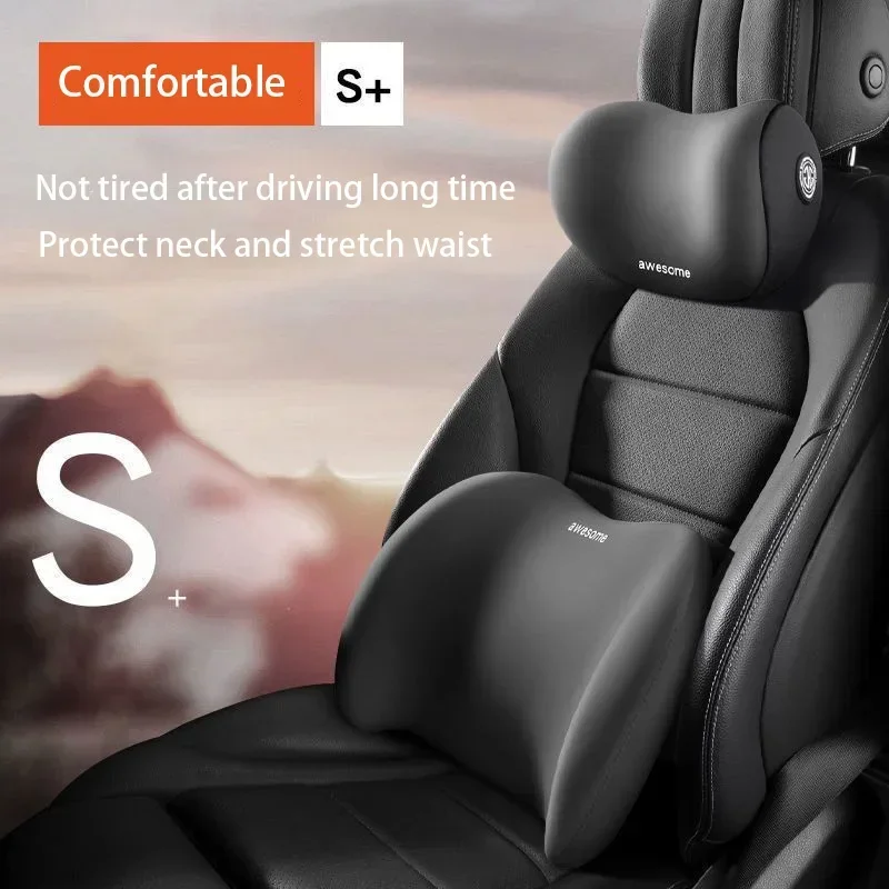 Memory Foam Car Neck Pillow Lumbar Support - 車用ネックピロープロテクター、メモリーフォームオートシートヘッドレストピロー、ソフトウエストクッション、車用ネッククッション、背もたれランバーサポート
