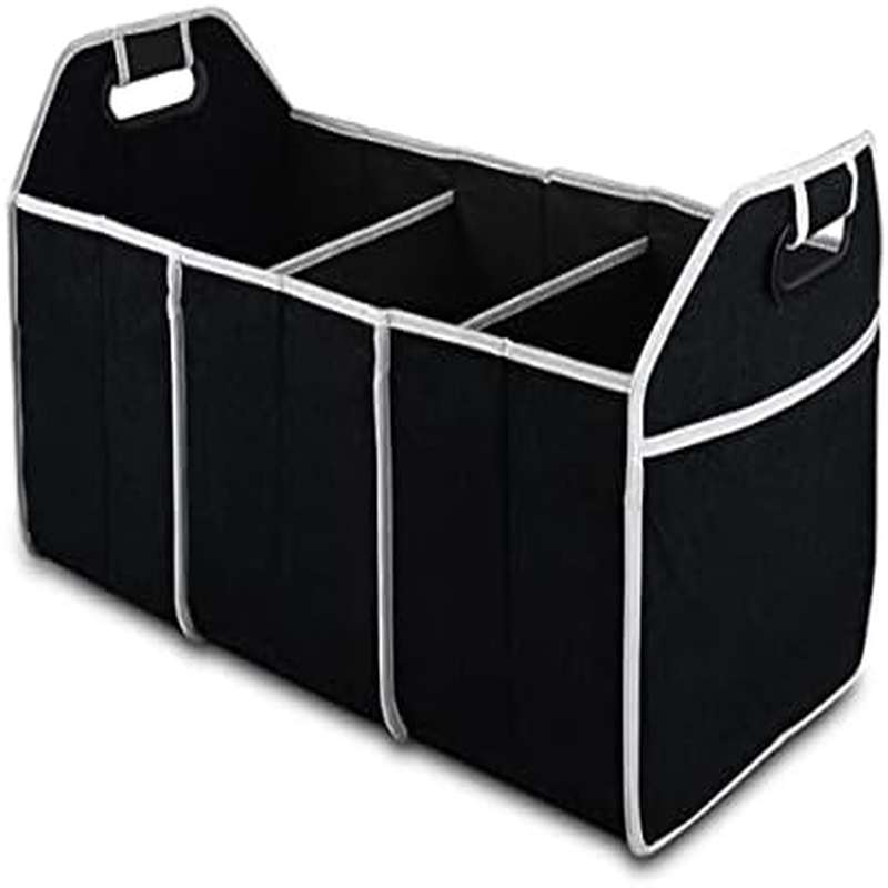 Car Trunk Organizer Foldable Storage Box - ポータブル3コンパートメント折りたたみ式カートランクオーガナイザー、SUV/トラック/バン/車用防水収納バッグ、汎用耐久性カーゴトート