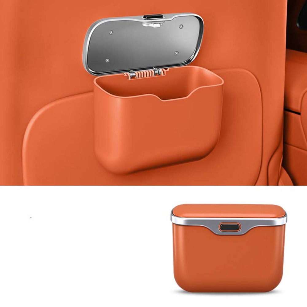 Waterproof Car Trash Can With Lid - 多機能車用ゴミ箱 蓋付きボタン付き 防水 省スペース 吊り下げ収納ビン 漏れ防止ゴミ箱オーガナイザーボックス
