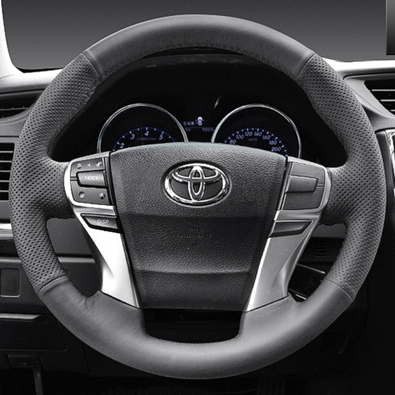 Car Steering Wheel Cover Anti Slip Breathable - カスタマイズされたDIY滑り止めマイクロファイバーレザーカー用ステアリングホイールカバーtoyota reiz mark x 2009-2015用カーパーツ