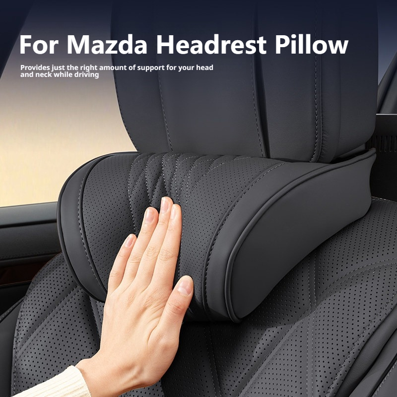 Memory Foam Car Neck Pillow Lumbar Support - メモリーフォームナッパレザー、車用ネックピロー、マツダ3 6 CX-5 CX-30 CX-9 MX-5