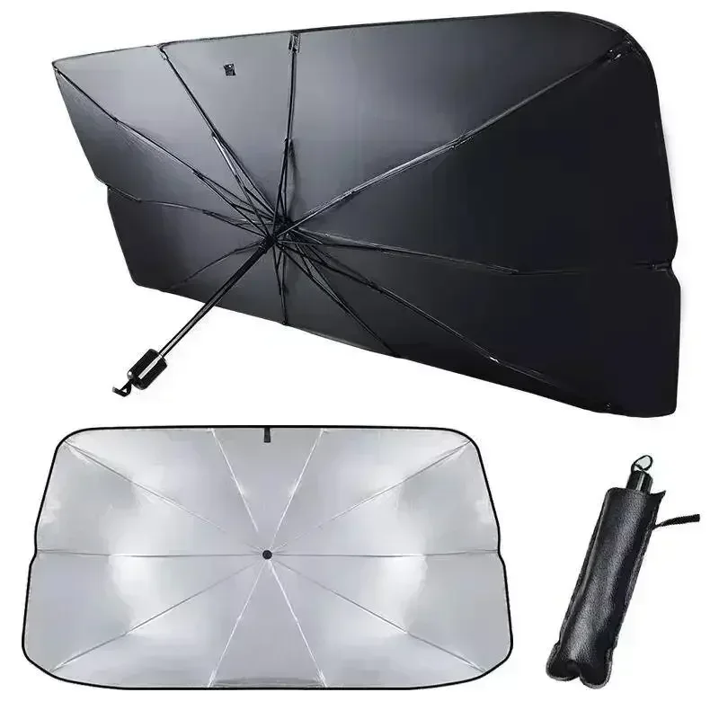 Car Sunshade Windshield Umbrella Foldable - 車のフロントガラス用サンシェード、折りたたみ式傘型日よけ、UVカット・断熱携帯用プロテクター、パラソル