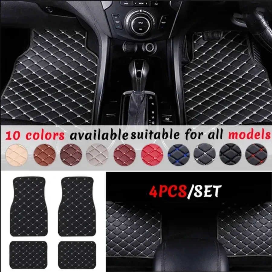 Car Floor Mats Universal Waterproof Leather - 車のフロアマット 4 個ユニバーサル Pu レザー防水自動フットパッドプロテクターカーペットフロントとリアマットセット自動車アクセサリー