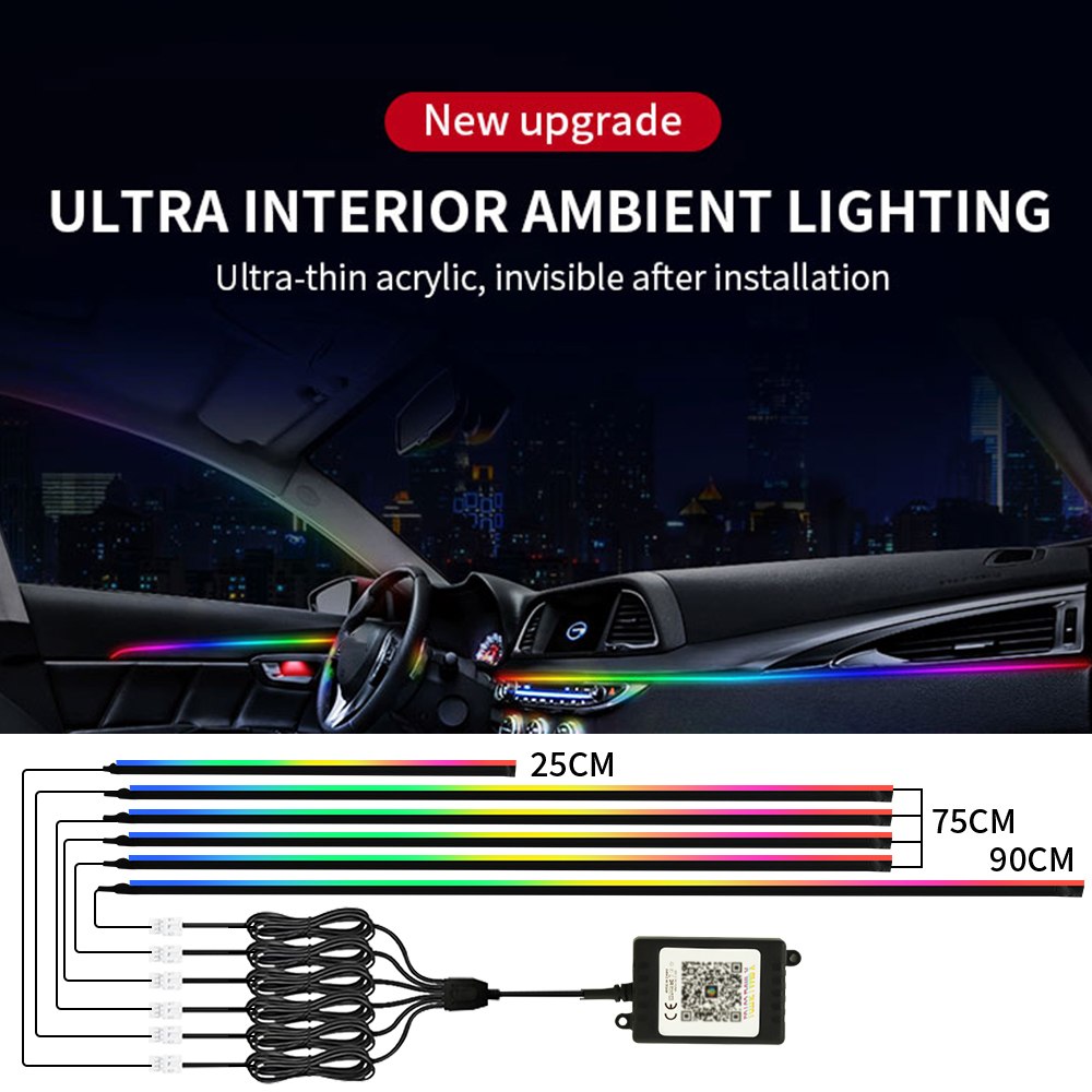 車内シンフォニーLEDアンビエントライトアクリルキットAPP - Led Ambient Interior Car Lights App Control のレビューと価格