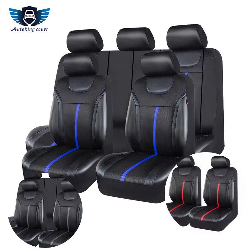 AUTOKING PUレザーとメッシュ生地のユニバーサルカー - Leather Car Seat Covers Full Set Universal のレビューと価格