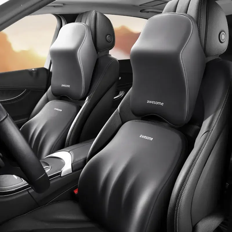 新しい車の腰椎バックサポートヘッドレストネックピロー低反発腰 - Memory Foam Car Neck Pillow Lumbar Support のレビューと価格
