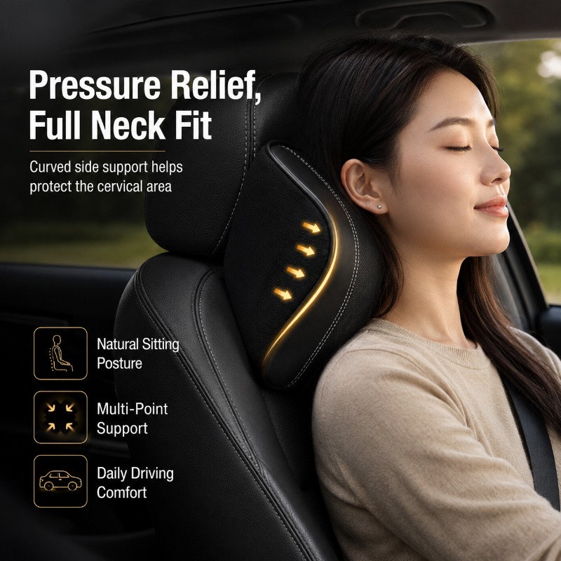 メモリーフォーム車用ネックピロー腰椎サポートクッション本革シ - Memory Foam Car Neck Pillow Lumbar Support のレビューと価格