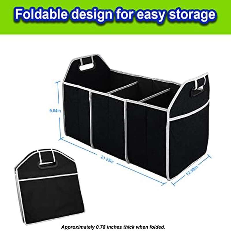 ポータブル3コンパートメント折りたたみ式カートランクオーガナ - Car Trunk Organizer Foldable Storage Box のレビューと価格