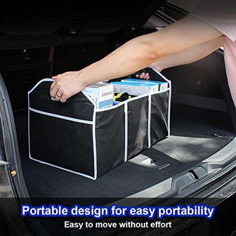 ポータブル3コンパートメント折りたたみ式カートランクオーガナ - Car Trunk Organizer Foldable Storage Box のレビューと価格