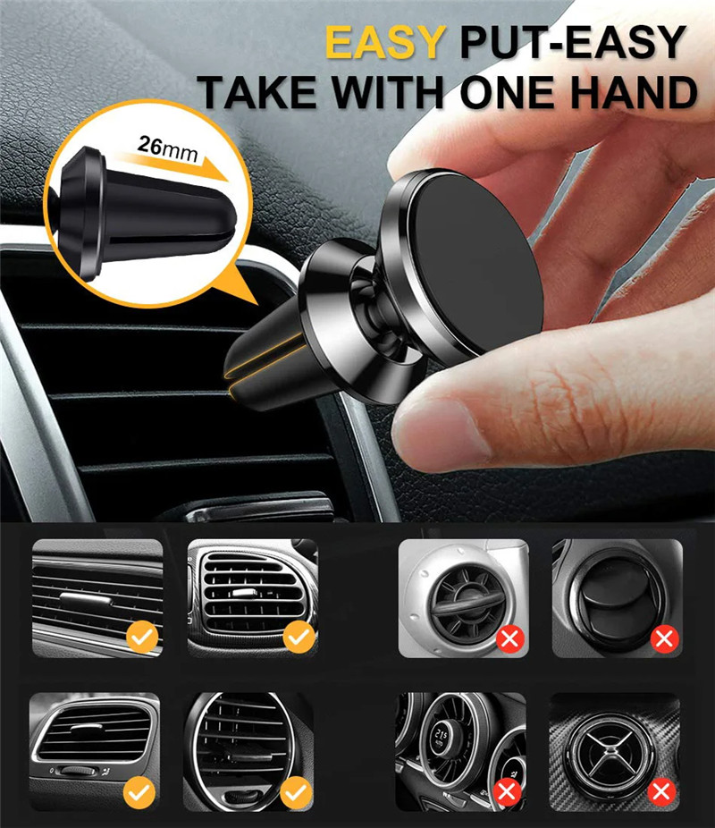ユニバーサルマグネット式車載電話ホルダー 360 °   調 - Magnetic Phone Holder For Car Vent のレビューと価格