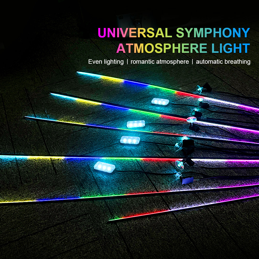 18 in 1 64 カラー RGB シンフォニー車のアンビ - Led Ambient Interior Car Lights App Control のレビューと価格