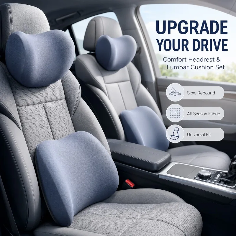 車用ネックピロープロテクター、メモリーフォーム、オートシート - Memory Foam Car Neck Pillow Lumbar Support のレビューと価格