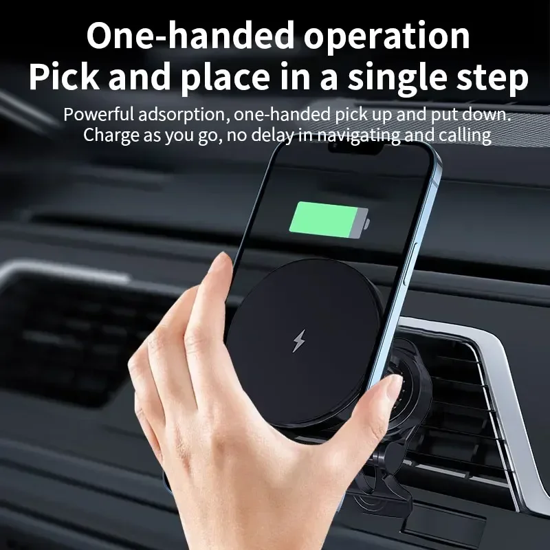 ワイヤレス磁気カーチャージャー,iPhone 15,14,1 - Magnetic Phone Holder For Car Vent のレビューと価格