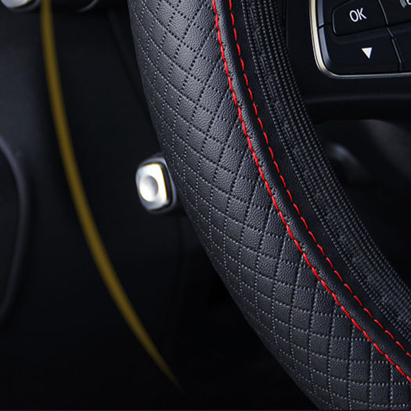 車のステアリングホイールカバーアンチスリップ Pu レザース - Car Steering Wheel Cover Anti Slip Breathable のレビューと価格