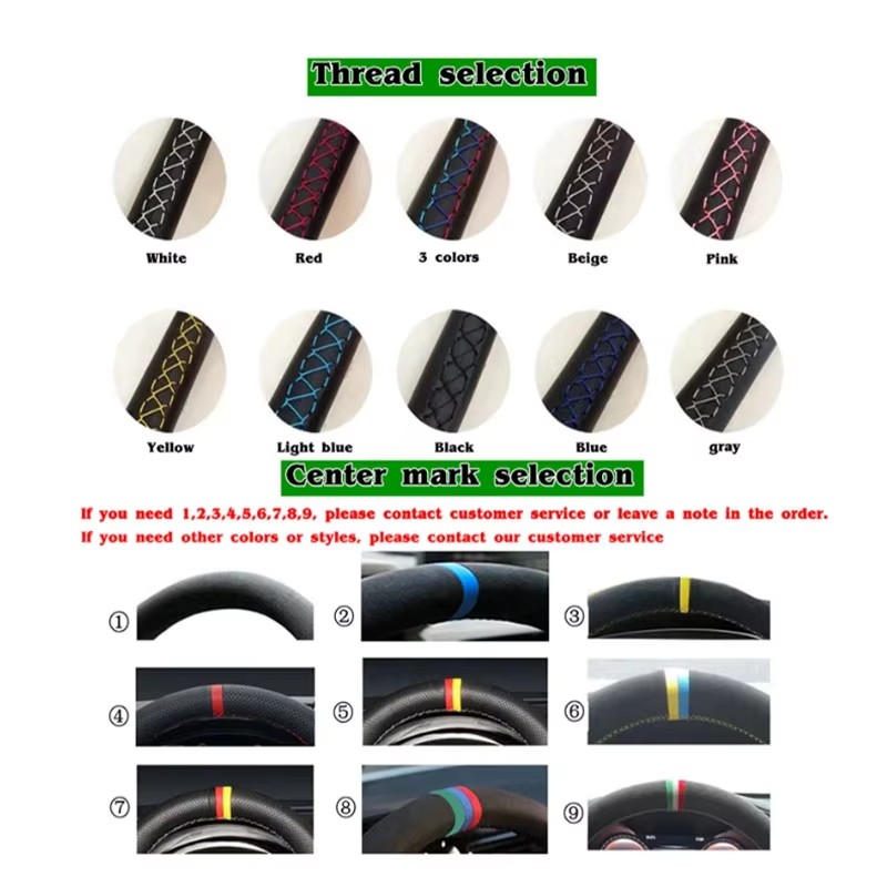 手縫いワインレッドブラック本革車ハンドルカバー Chery  - Car Steering Wheel Cover Anti Slip Breathable のレビューと価格