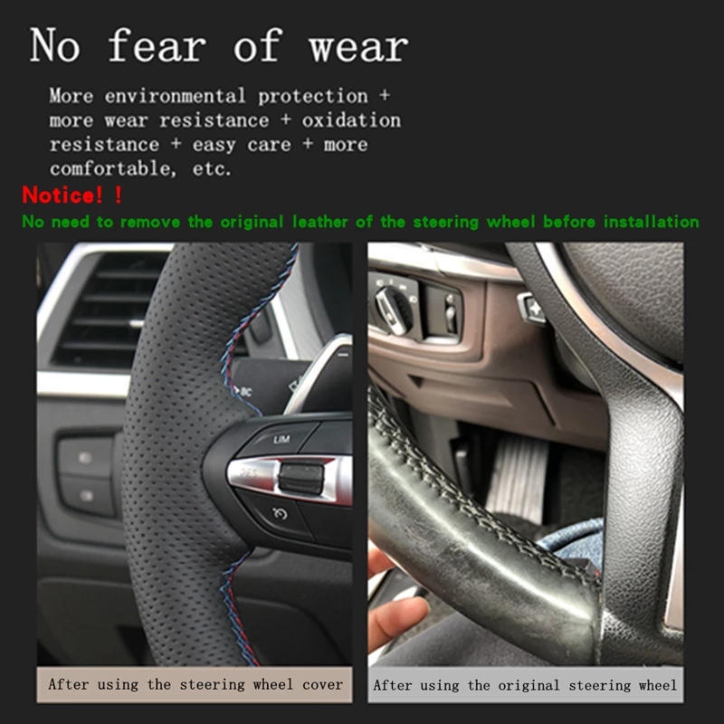 カスタマイズされたDIY滑り止めマイクロファイバーレザーカー - Car Steering Wheel Cover Anti Slip Breathable のレビューと価格
