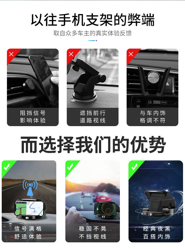 スマート自動センサー搭載車載ワイヤレス充電器 ダッシュボード - Wireless Car Charger Mount Fast Charging のレビューと価格