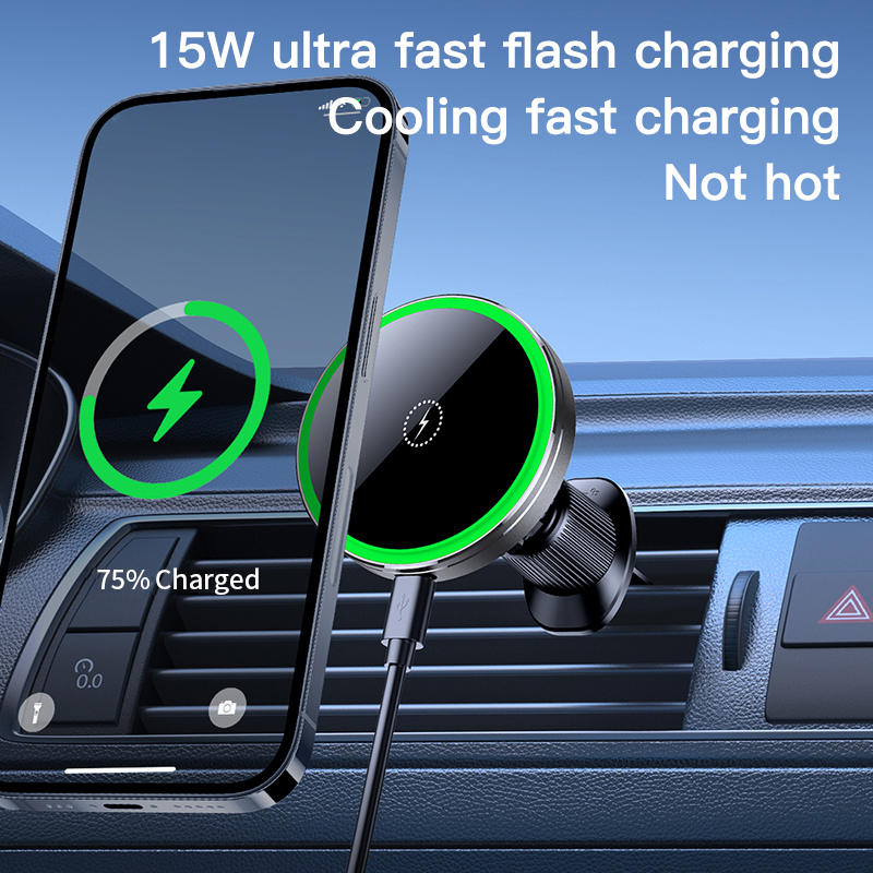 ファン冷却式車載マグネットブラケットワイヤレス充電器 QI1 - Magnetic Phone Holder For Car Vent のレビューと価格