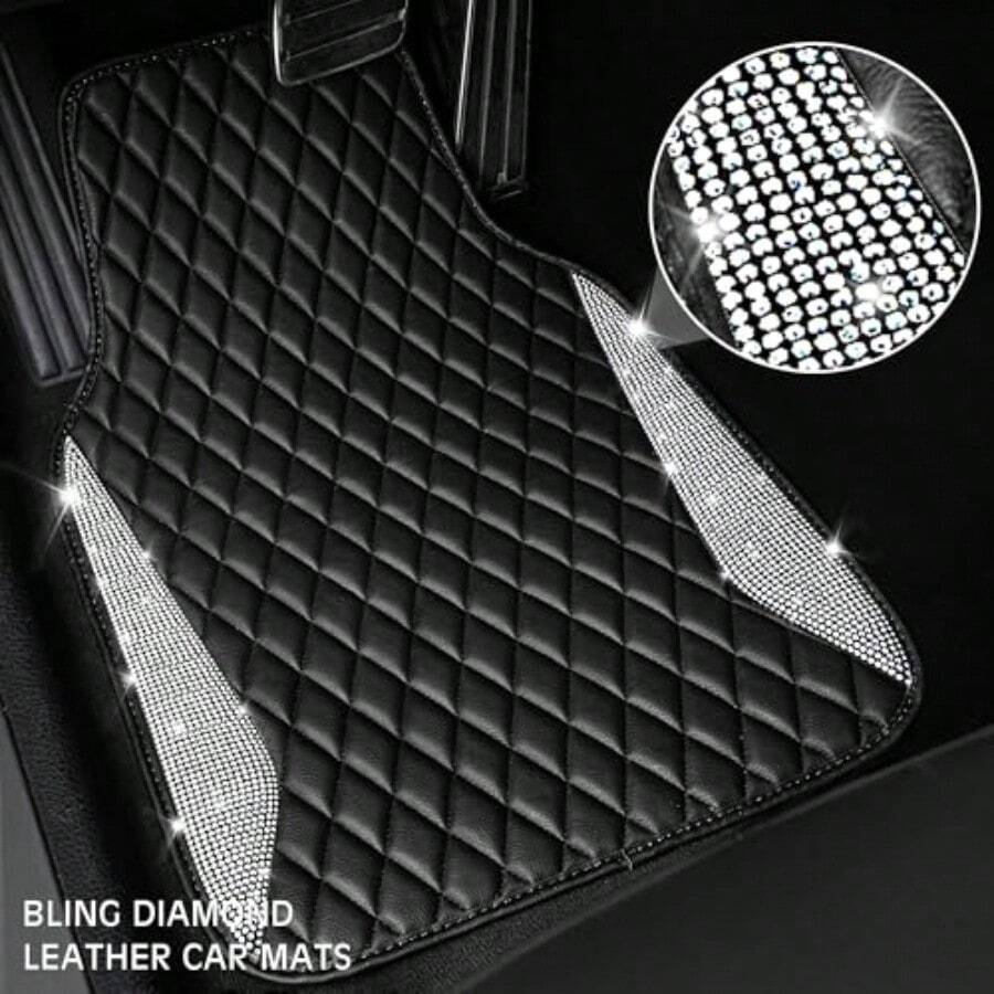 レザーカーマット シャイニングダイヤモンドフロアマット クリ - Car Floor Mats Universal Waterproof Leather のレビューと価格
