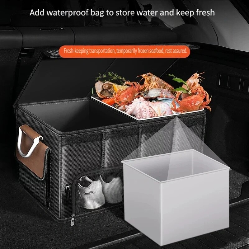 防水折りたたみ式95Lオックスフォード布製収納バッグ、大容量 - Car Trunk Organizer Foldable Storage Box のレビューと価格