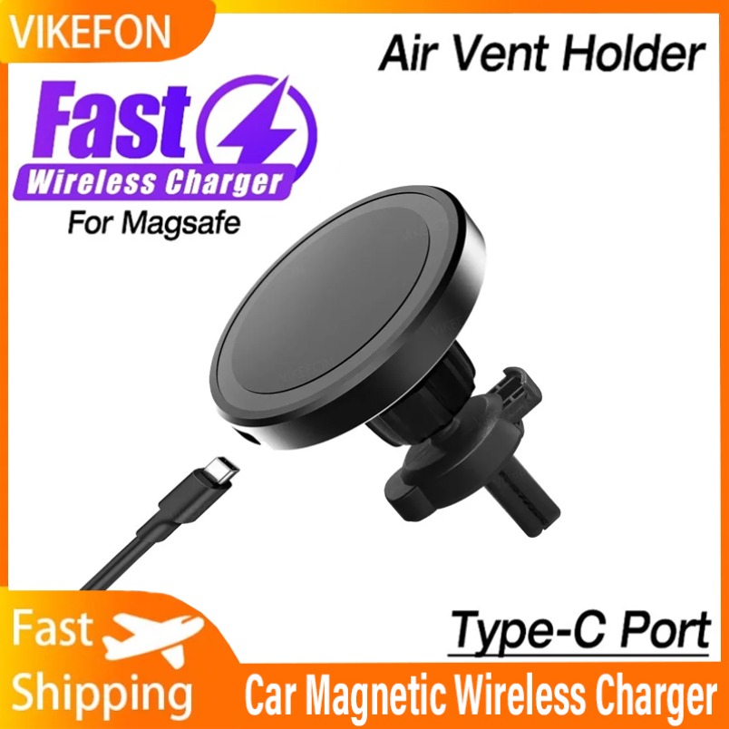 車載15Wマグネット式ワイヤレス充電器 エアコン吹き出し口用 - Magnetic Phone Holder For Car Vent のレビューと価格
